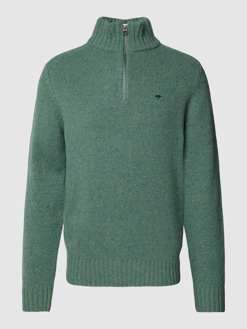 Strickpullover mit kurzem Reißverschluss in lindgrün