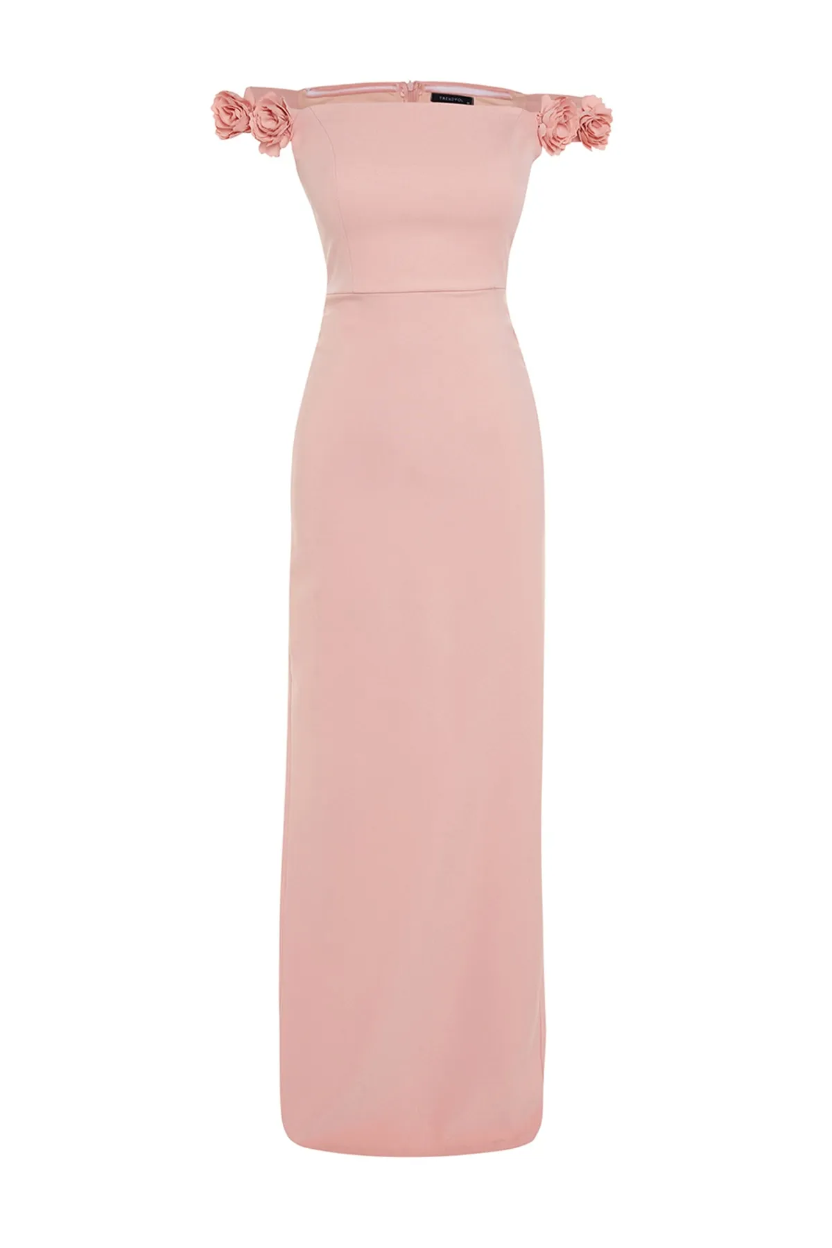 Trendyol Collection  Langes Abendkleid mit Futter aus getrockneten Rosen und gewebten Accessoires TPRSS23AE00044