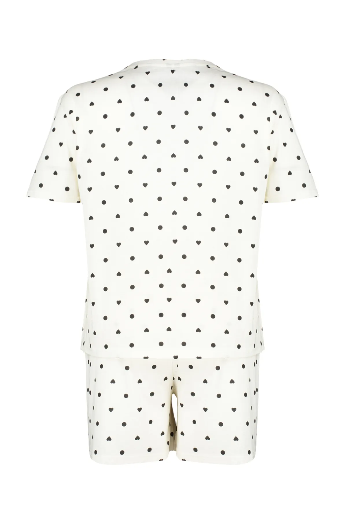 Trendyol Curve  Weißes Pyjama-Set aus Strick mit Herzmuster TBBSS24AI00025