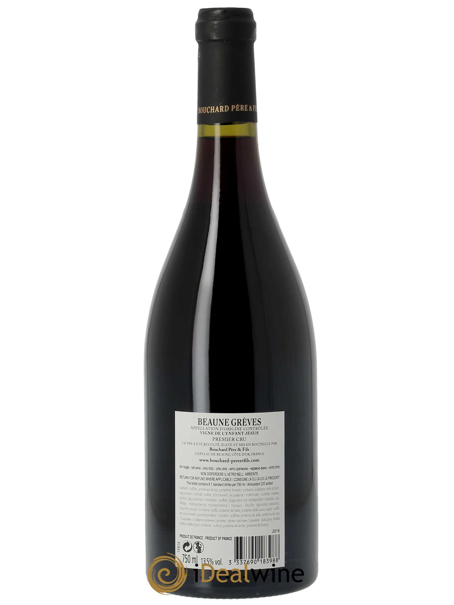 Beaune 1er cru Grèves - Vigne de l'Enfant Jésus Bouchard Père & Fils  2016 - Lot de 1 Bouteille