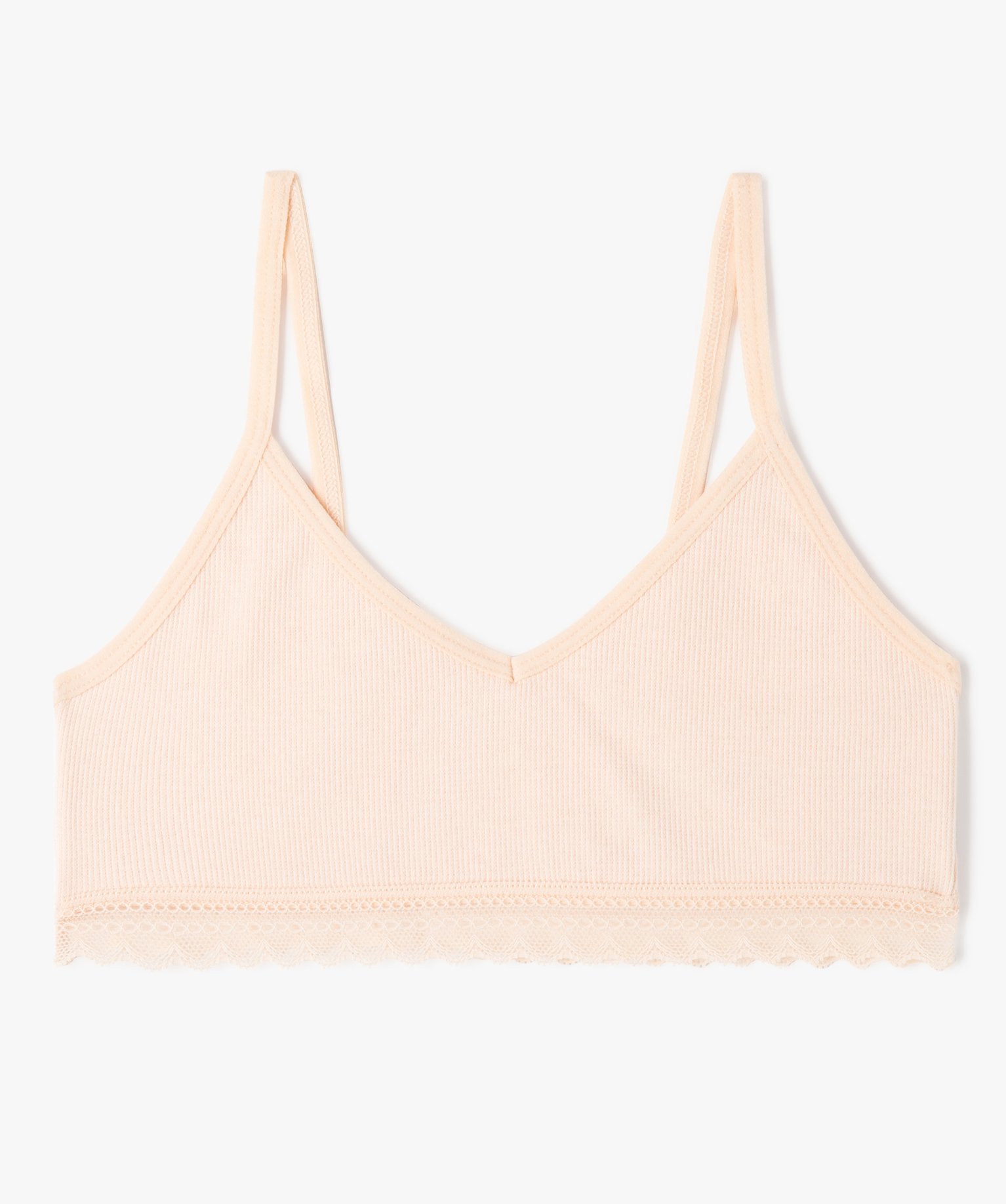 Brassière à fines bretelles en maille ctelée fille rose | GEMO