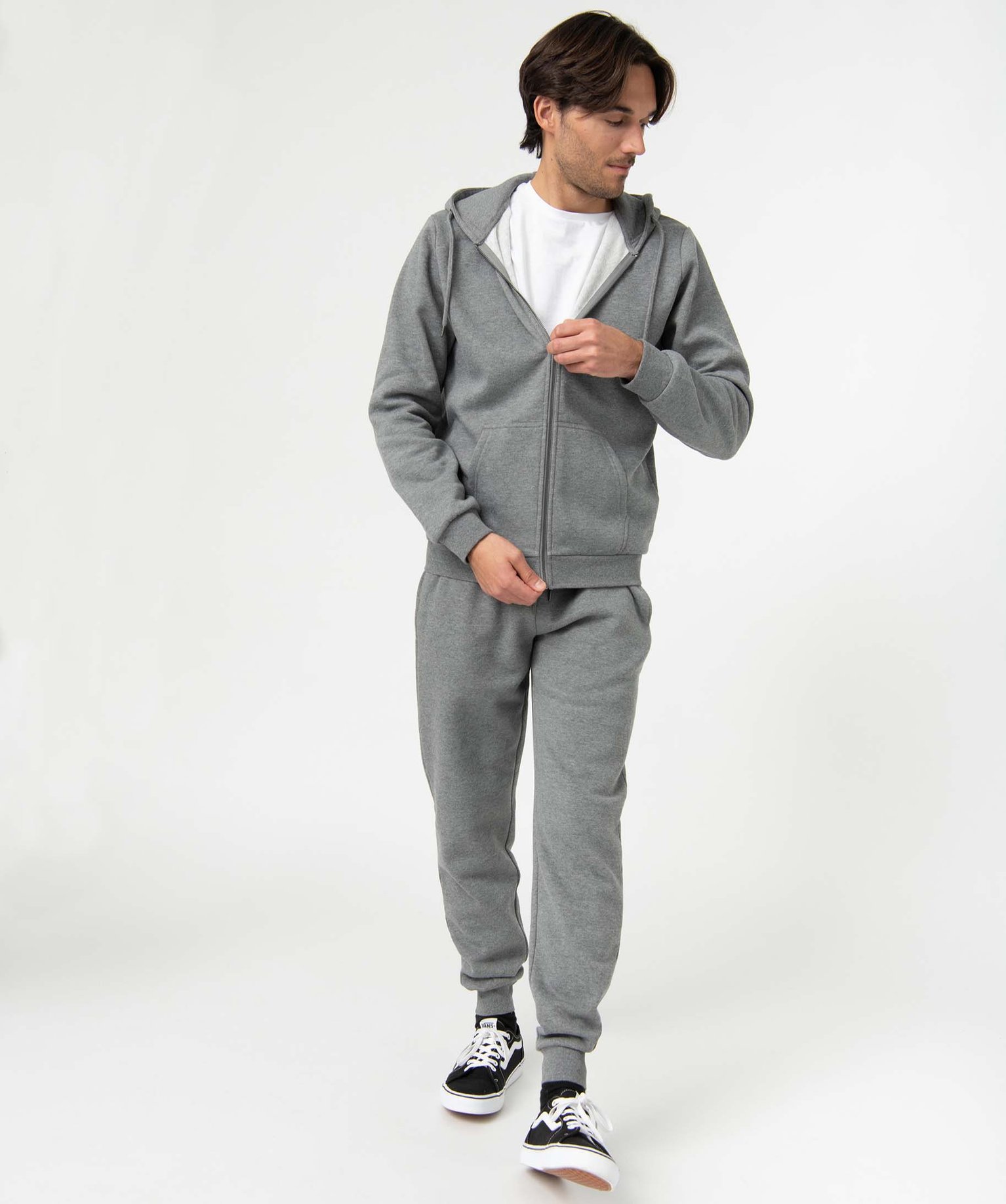 Sweat zippé à capuche homme gris | GEMO