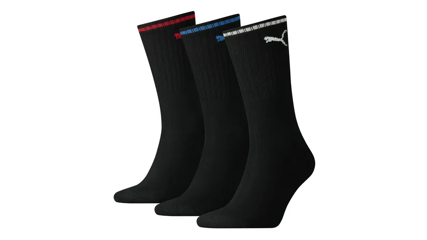 PUMA Unisex Sportsocken Crew Stripe 3er Pack black