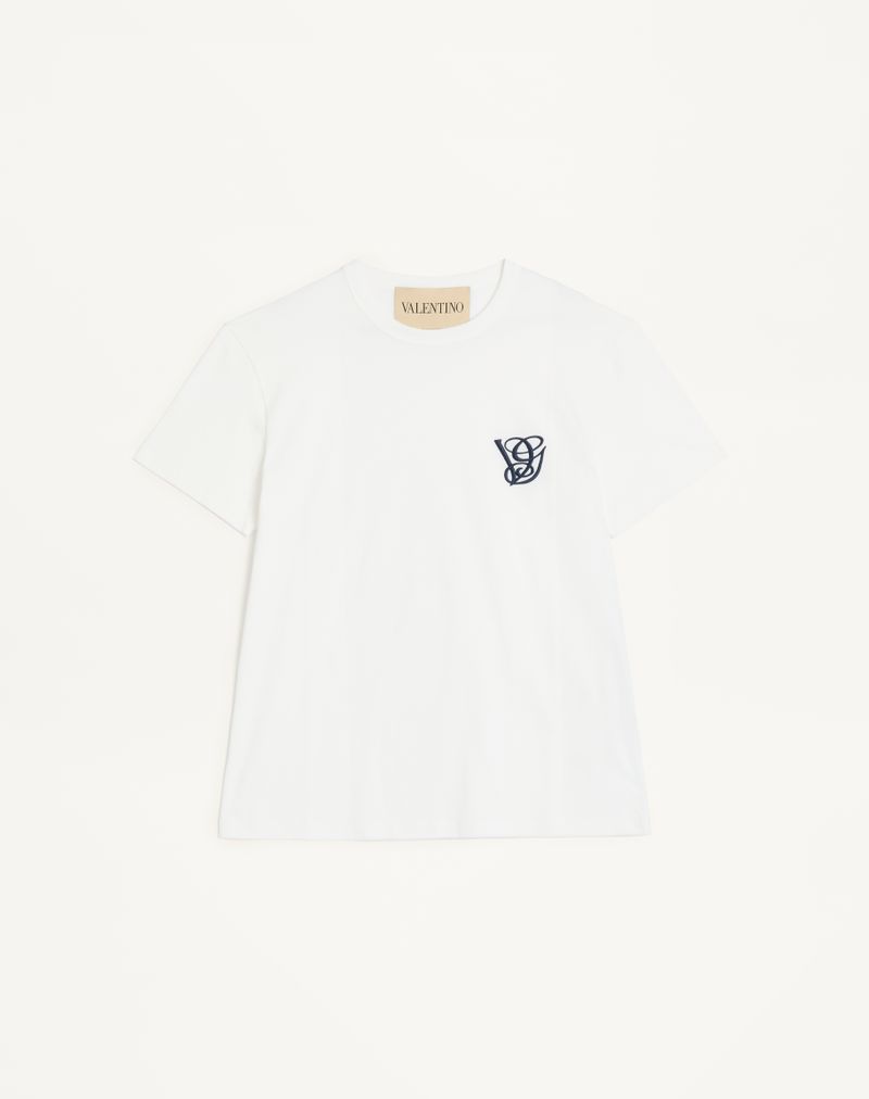 Camiseta de algodão com patch VG