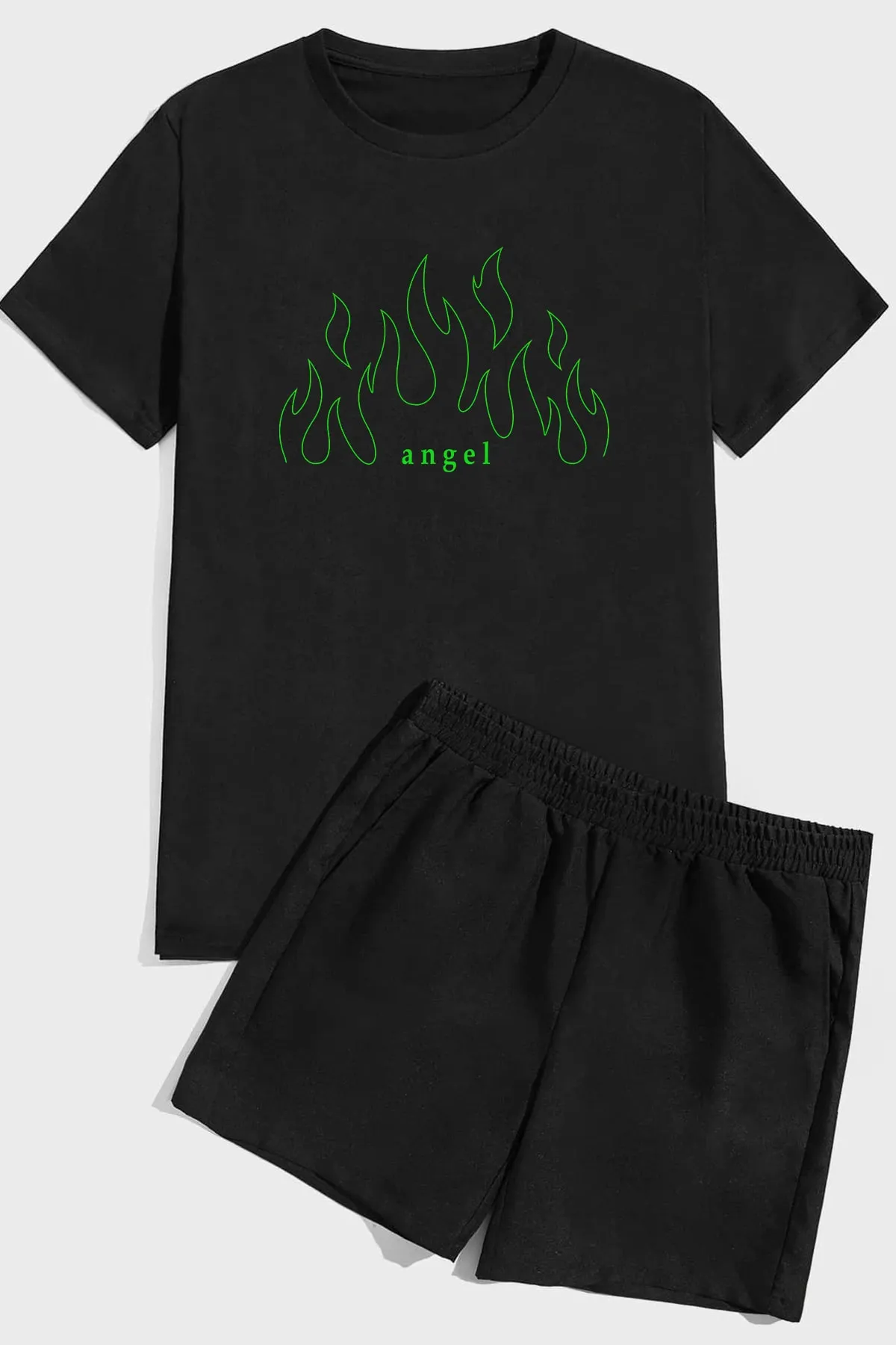 uyguntarz  Shorts-Set mit grünem Engel-Print