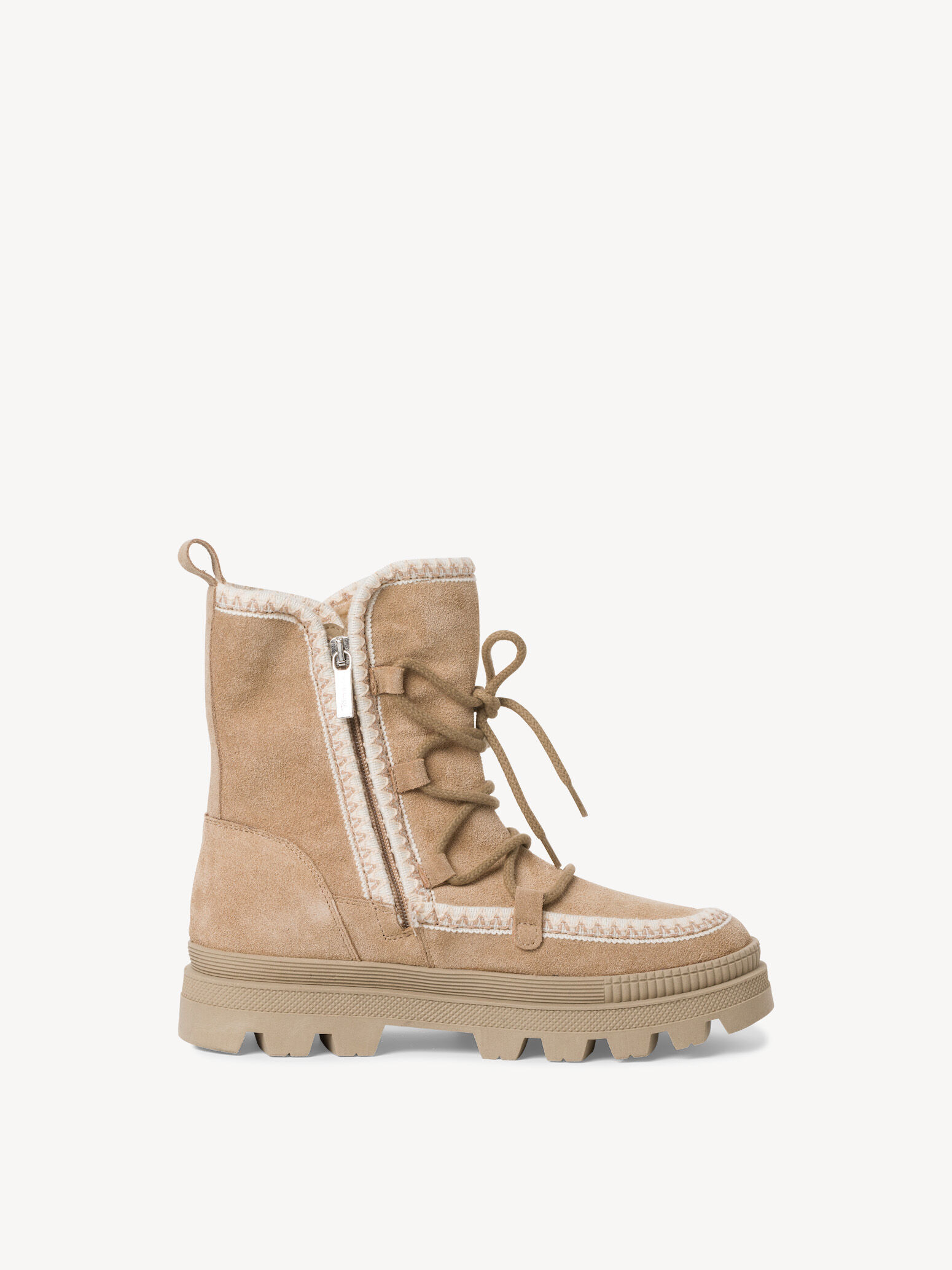 Bottine en cuir - beige doublure chaude