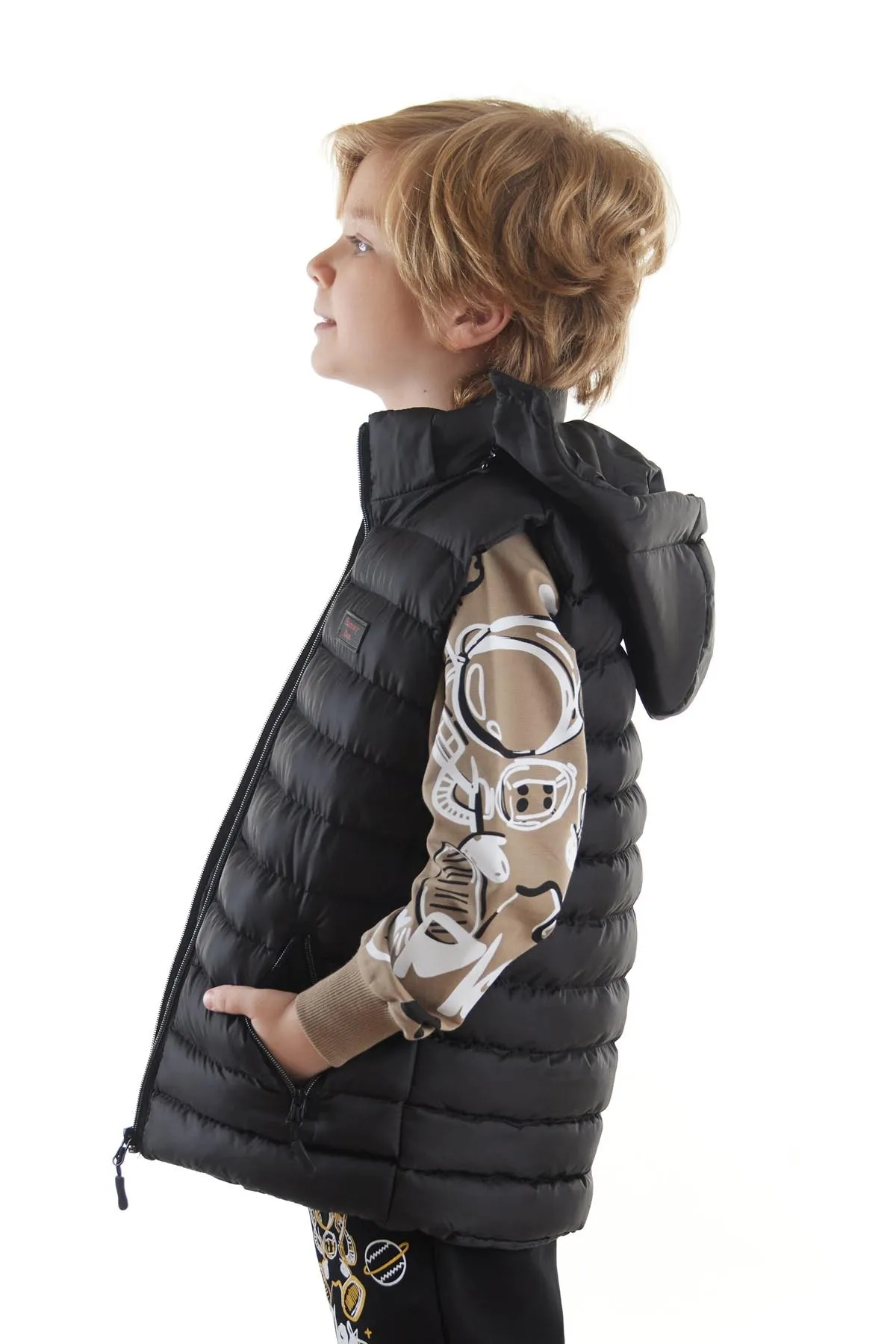 AHENGİM  Jungen-Modetrend-Pufferweste mit Kapuze Ak215051