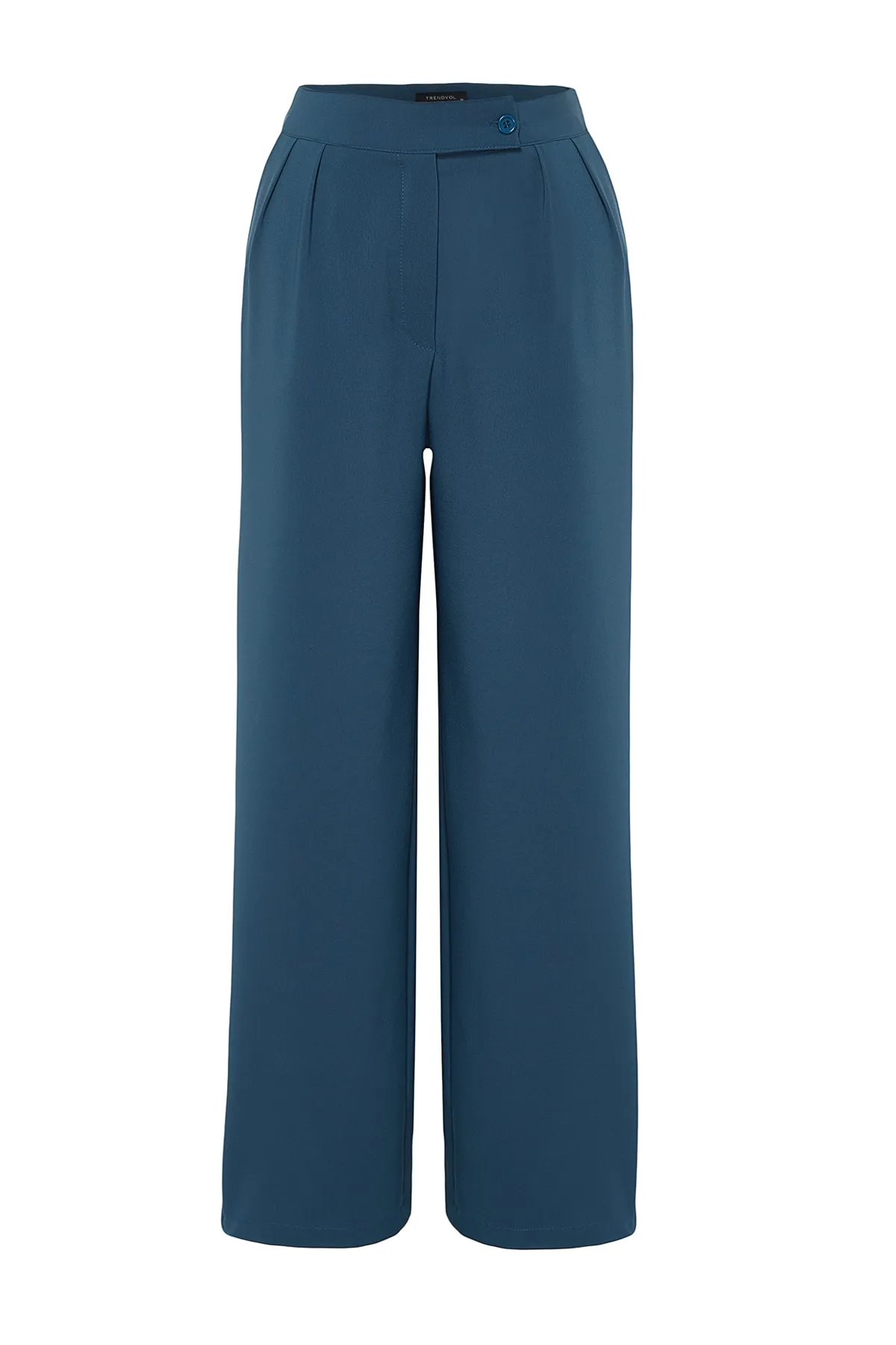 Trendyol Collection  Petrolfarbene Hose mit weitem Bein/Webhose mit weitem Bein und hoher Taille TWOAW22PL0066