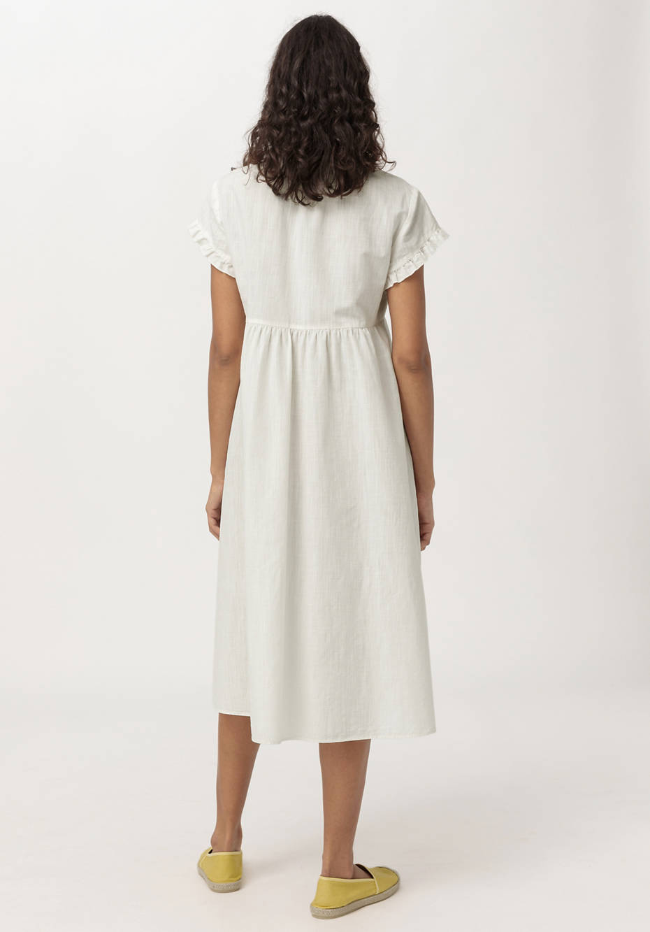 Kleid mit Rüschen aus Bio-Baumwolle und Leinen