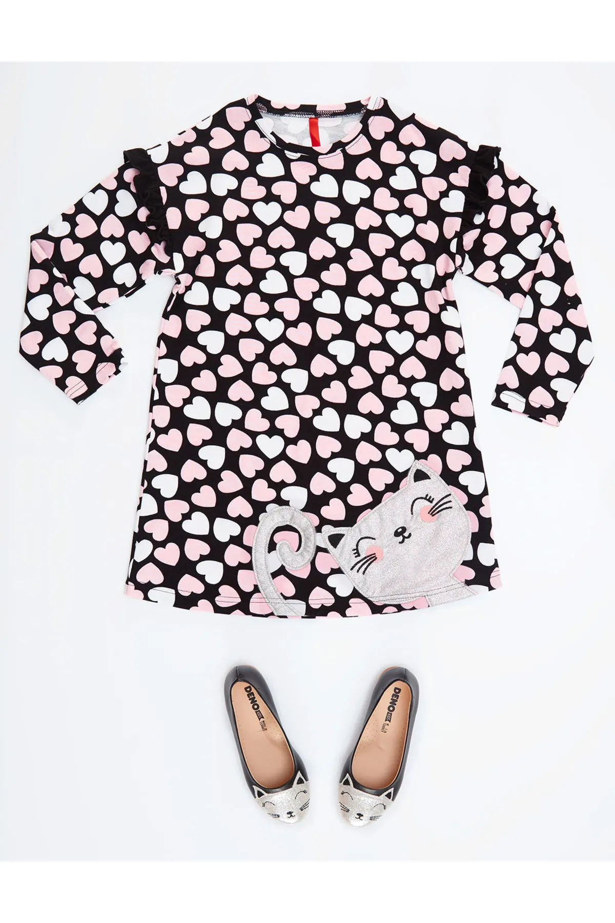 Denokids  Mädchenkleid mit silbernem Herz