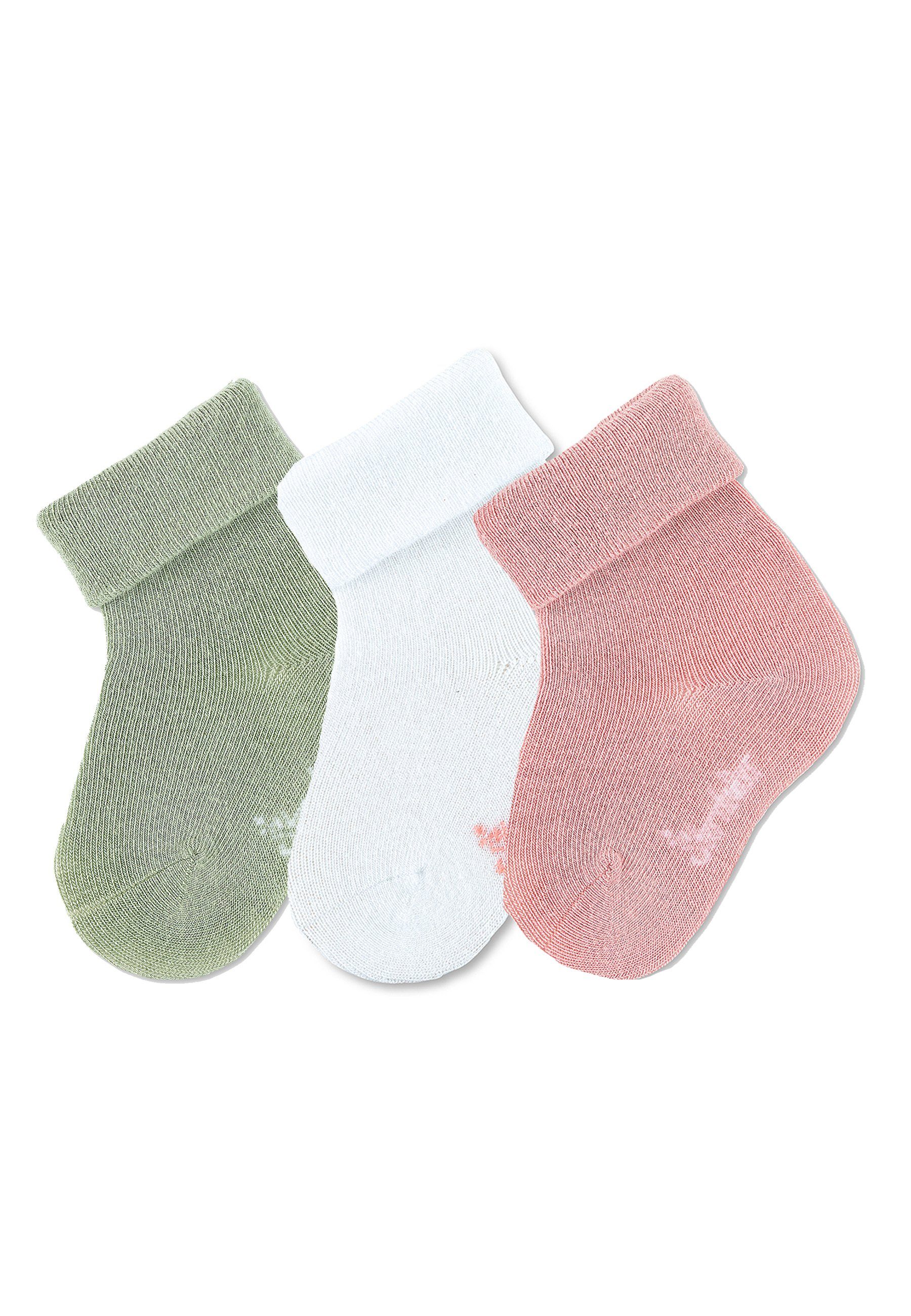 Sterntaler® Basicsocken Baby-Söckchen uni, 3er-Pack (3-Paar) Baby Söckchen - Baby Socken im Set uni, Hellblau oder Zartrosa - Superweiche Babysocken mit Umschlag für Neugeborene - mit Umschlag
