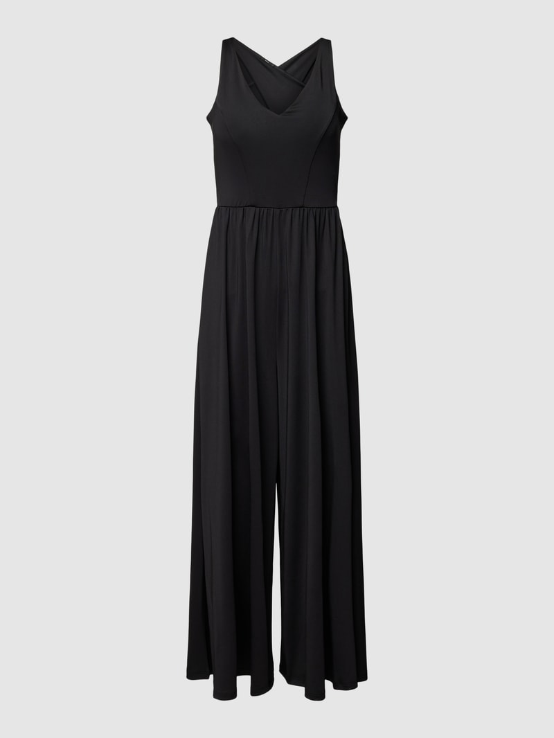 Jumpsuit mit V-Ausschnitt in schwarz