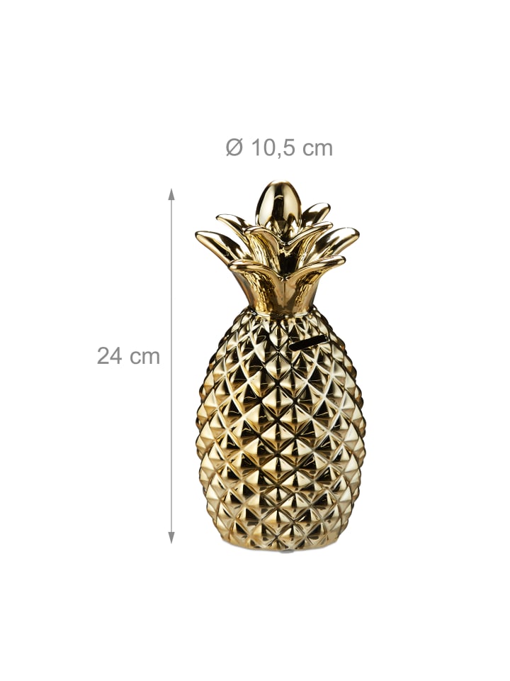relaxdays Spardose Ananas in Gold - (H)24 x Ø 10,5 cm günstig kaufen onesize