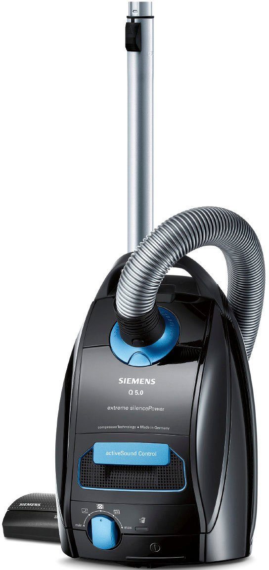 SIEMENS Bodenstaubsauger extreme silencePower VSQ5X1230, schwarz, 850 W, mit Beutel, starke Saugleistung, ideal für Allergiker