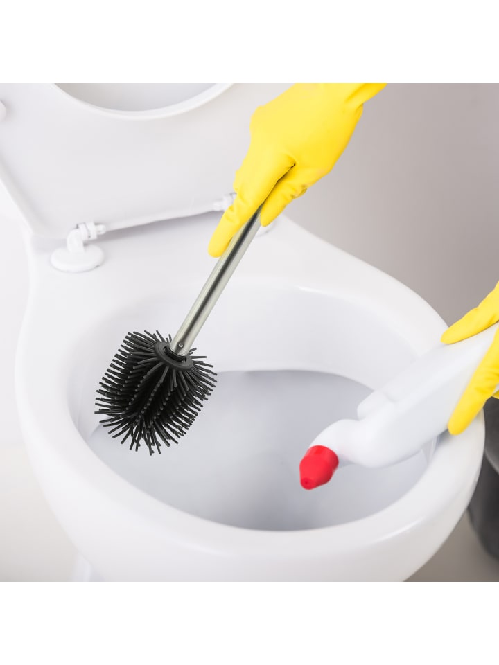 relaxdays 2x Toilettenbürste in Schwarz/ Silber günstig kaufen onesize