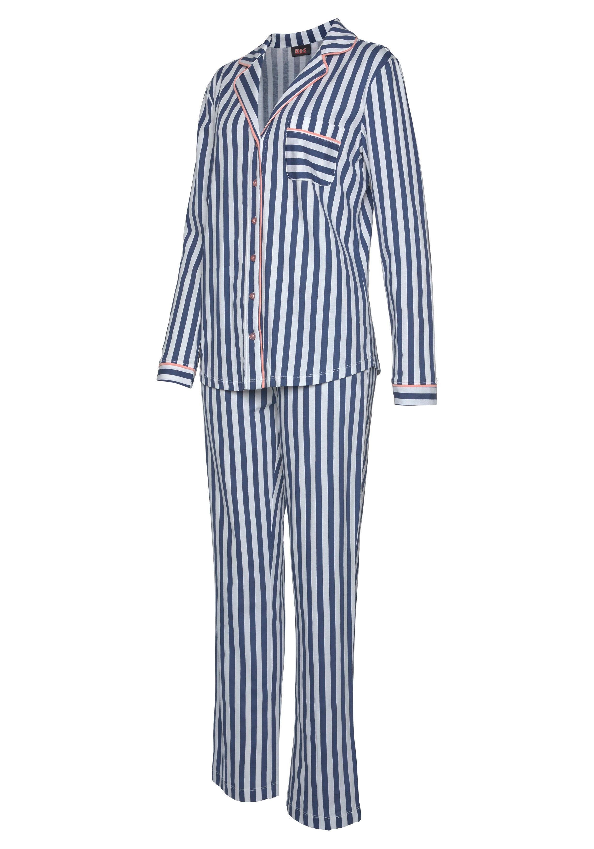 H.I.S Pyjama (2 tlg., 1 Stück) in klassischem Schnitt mit Streifenmuster
