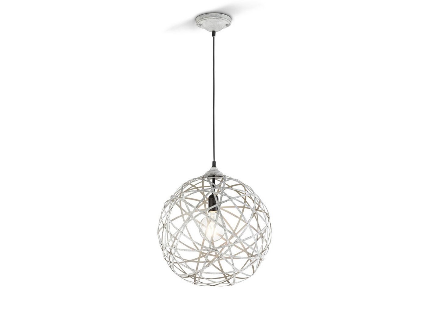 meineWunschleuchte LED Pendelleuchte, LED wechselbar, Warmweiß, ausgefallene Designer-lampen für Esstisch Treppenhaus Kugel Grau Ø40cm