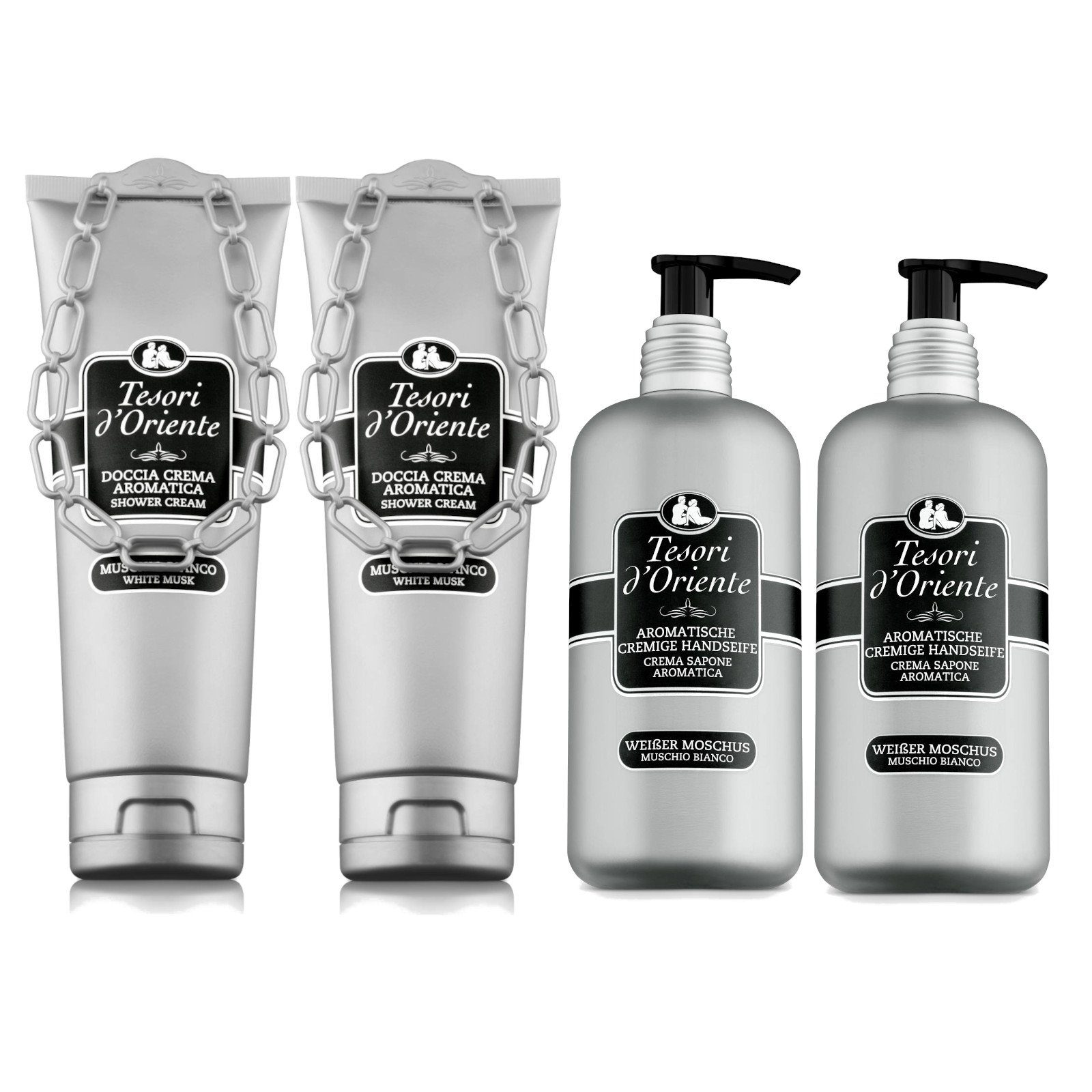 Tesori d´Oriente Seifen-Set Pflegeset Weißer Moschus 2x Handcreme & Duschgel Weißer Moschus