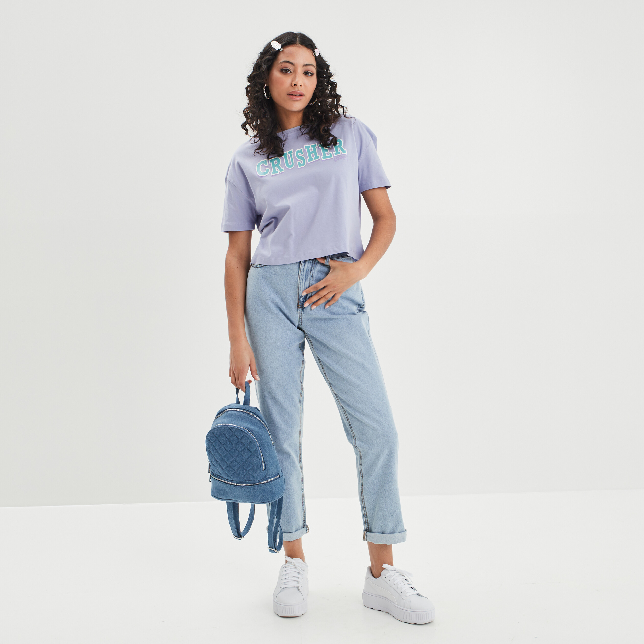 Jeans straight taille haute denim triple stone femme | La Halle