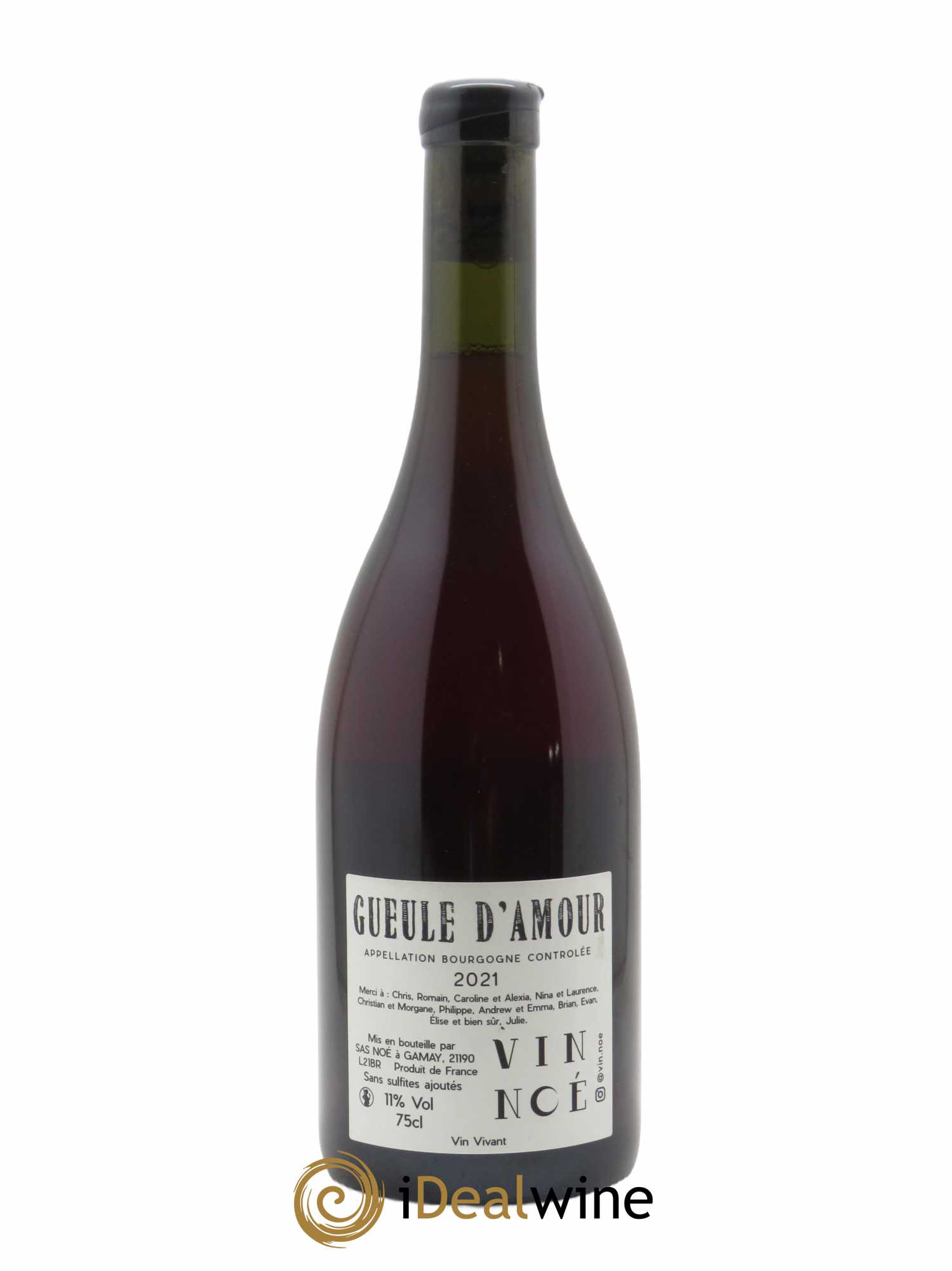Bourgogne Gueule d'Amour Vin Noé  2021 - Lot de 1 Bouteille