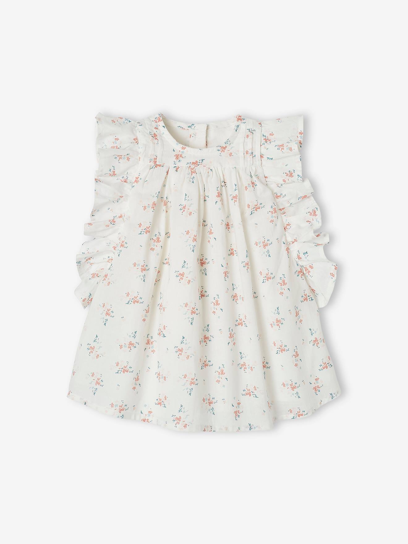Robe fleurie bébé à volants ivoire imprimé