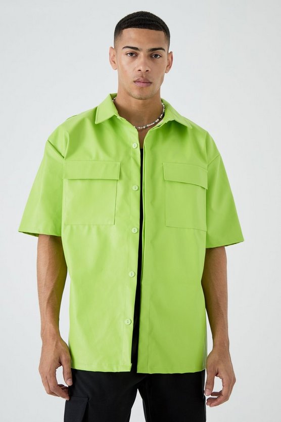 Kastiges Oversize PU-Hemd