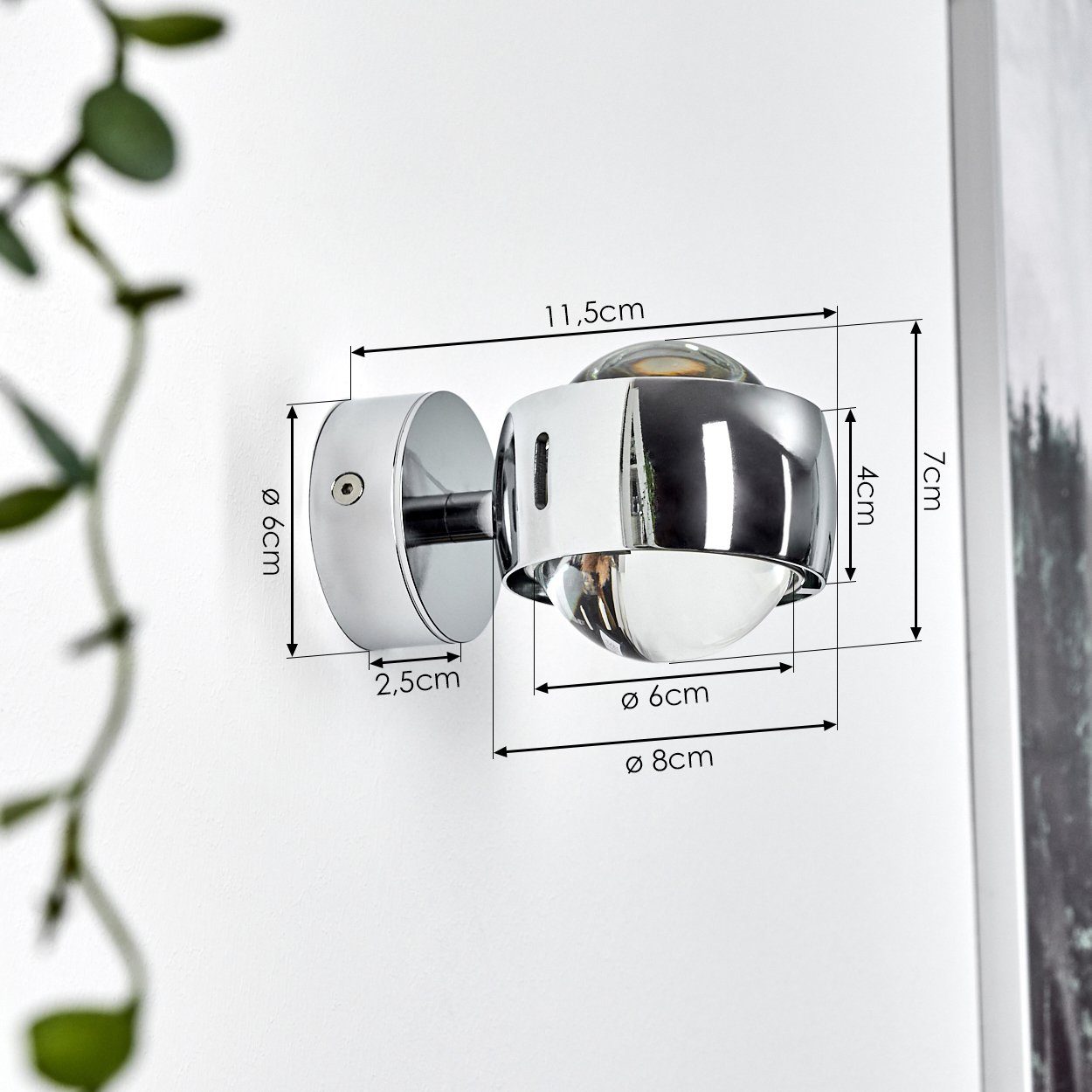 hofstein Wandleuchte Osacca Wand-Lampe, halbrunde Designer-Effektlampe in modernem chrom, ohne Leuchtmittel, mit Schlitzen, die Wandbeleuchtung funktioniert mit LED oder Halogen