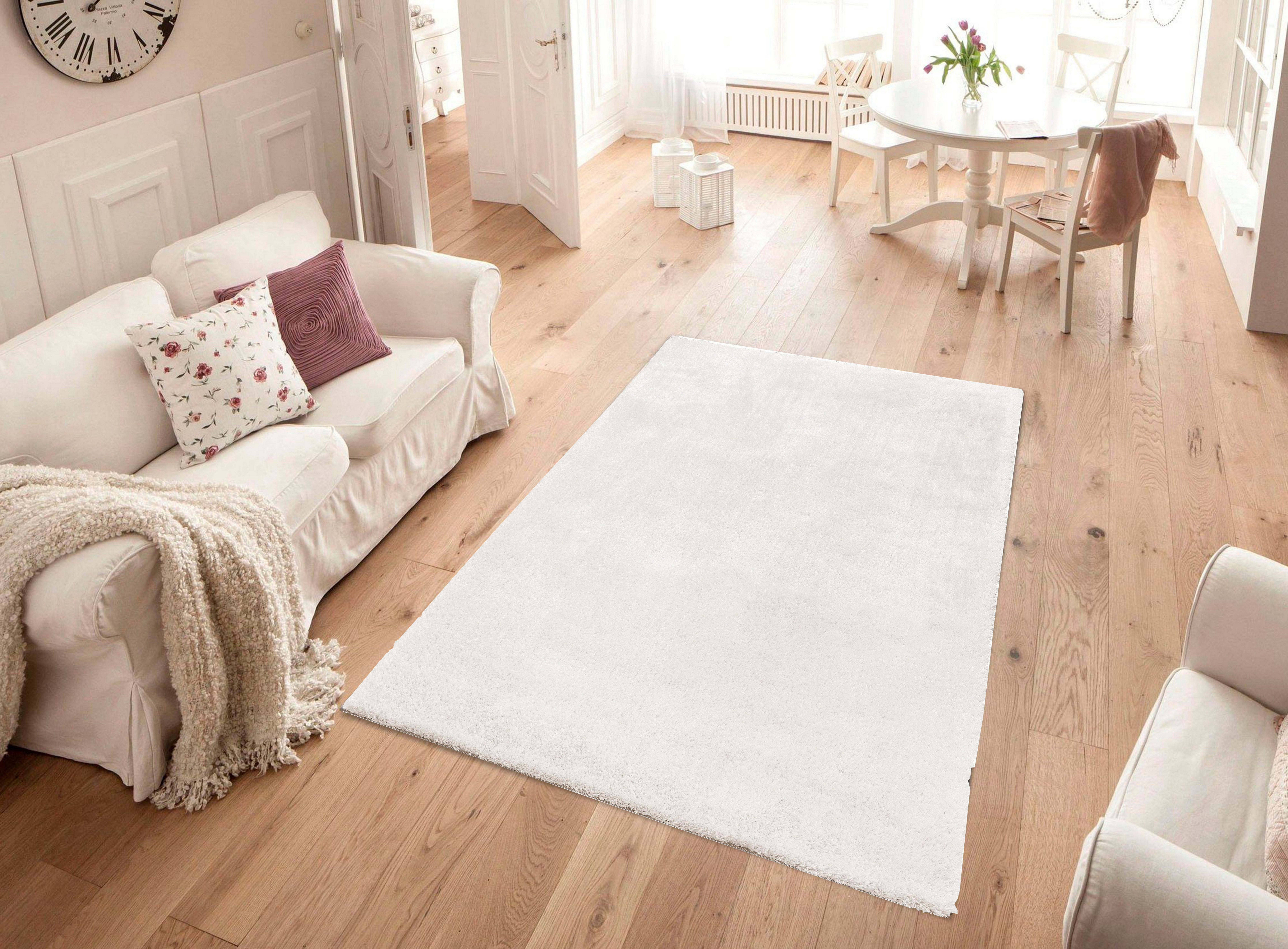 Hochflor-Teppich Deman, Home affaire, rechteckig, Höhe: 25 mm, Uni-Farben, Mikrofaser Teppiche, flauschig, Wohnzimmer, Schlafzimmer