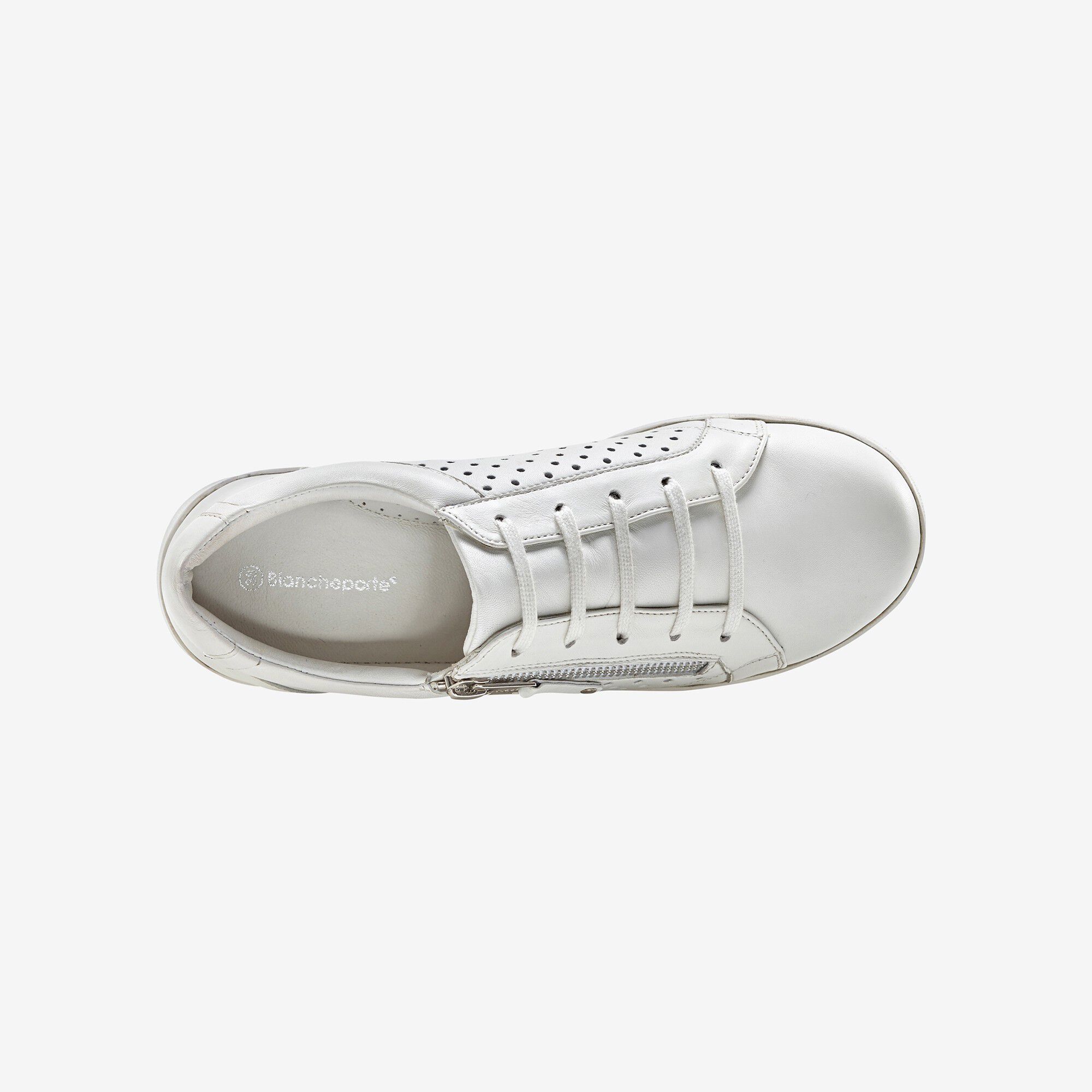 Tennis zippée en cuir perforé