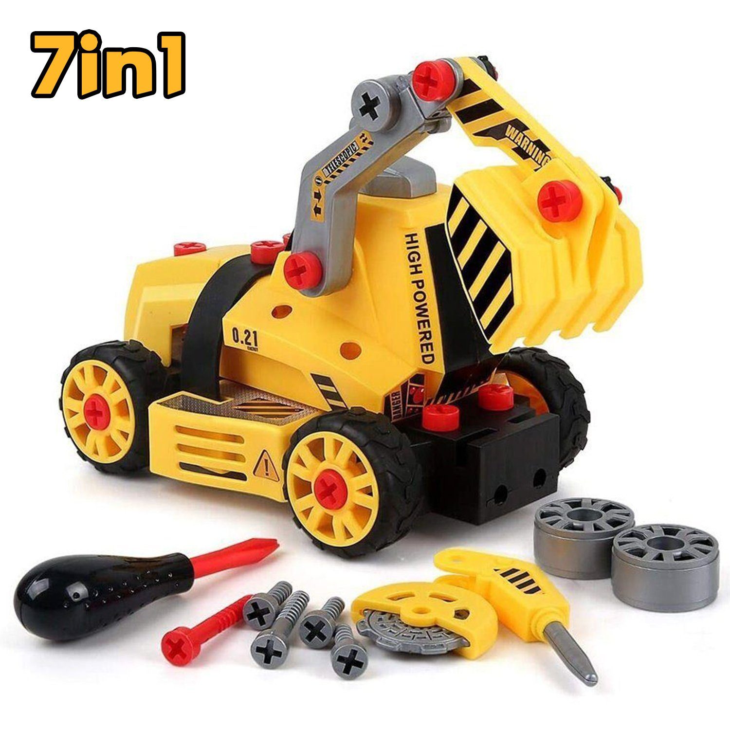 LBLA Spielzeug-Transporter Spielzeug-LKW-Transporter, (7-in-1 Baumaschine-Baufahrzeugset, frei DIY in verschiedenen Formen)