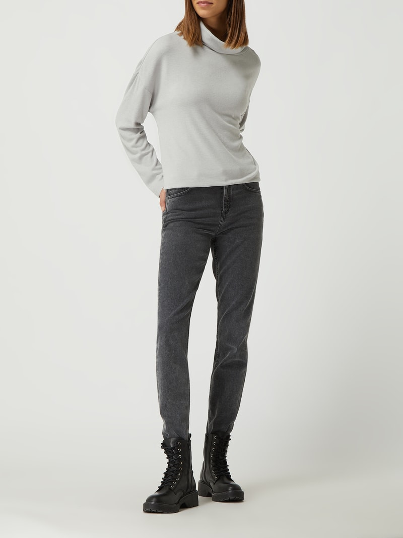 Sweatshirt mit Rollkragen in mittelgrau meliert