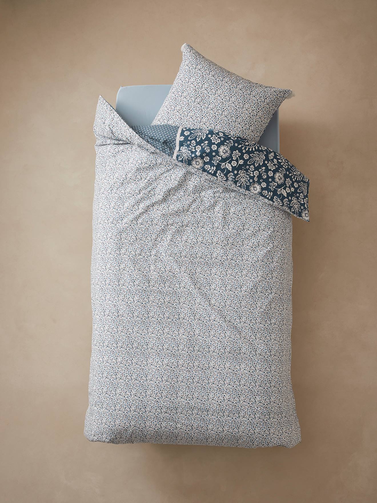 Vertbaudet Kinder Bettwäsche-Set PATCHWORK - marine/wollweiß