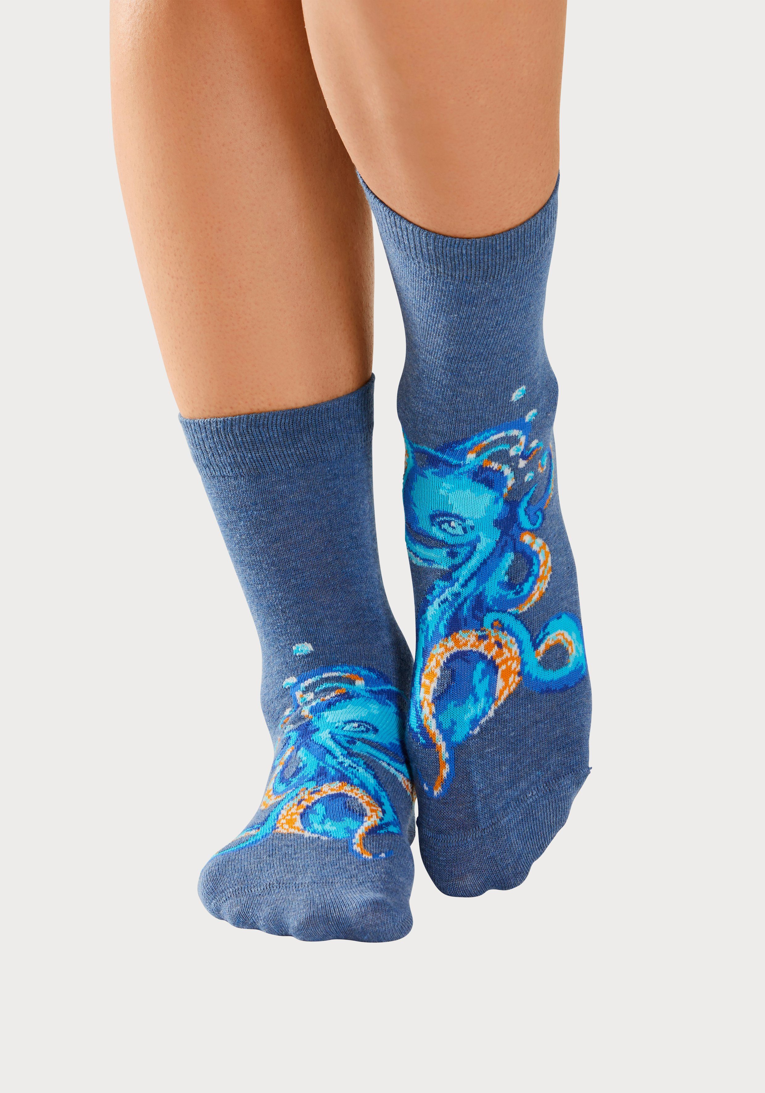H.I.S Basicsocken (Packung, 5-Paar) mit farbigen Meerestieren