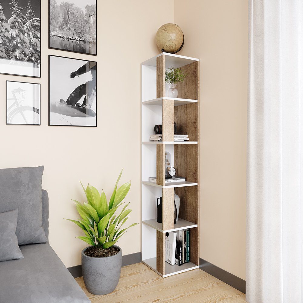 Vicco Eckregal Standregal Bücherregal LIO Sonoma / Weiß