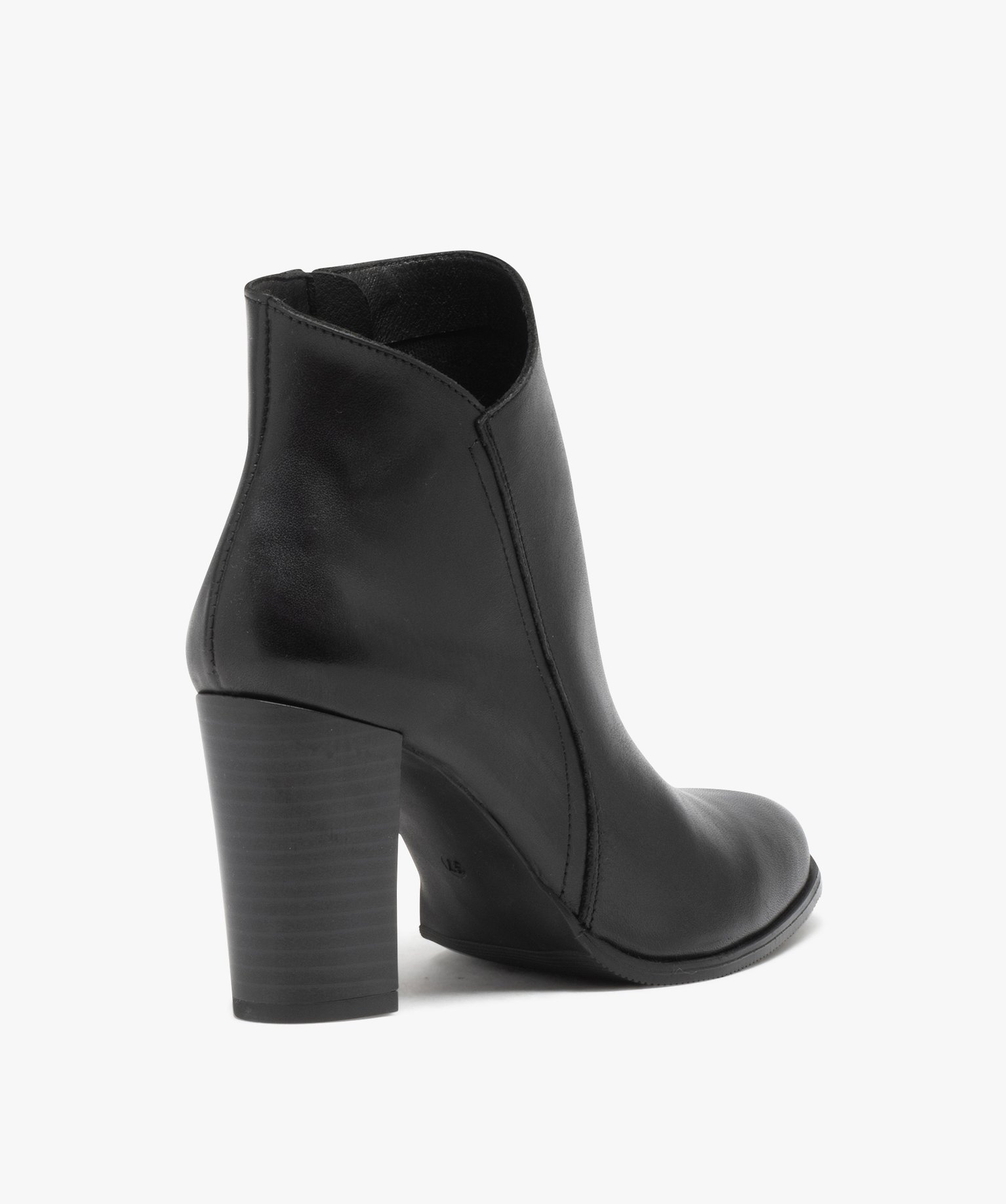 Boots femme à talon haut dessus en cuir uni - Taneo noir | GEMO