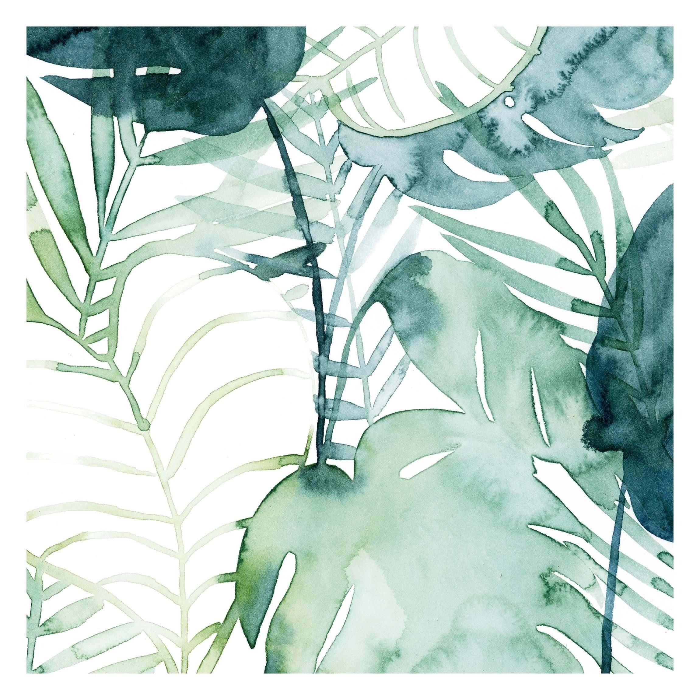 Bilderdepot24 Mustertapete Muster Palmwedel Wasserfarbe Aquarell Pastell Grün Tropical Natur, Glatt, Matt, (Inklusive Gratis-Kleister oder selbstklebend), Wohnzimmer Schlafzimmer Küche Flur gemusterte Vliestapete Wandtapete