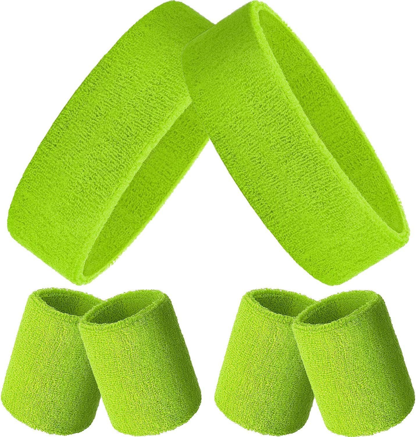 Opspring Schweißband 2-teiliges Sport-Stirnband und 4-teilige Armbänder, Schweißbänder-Set