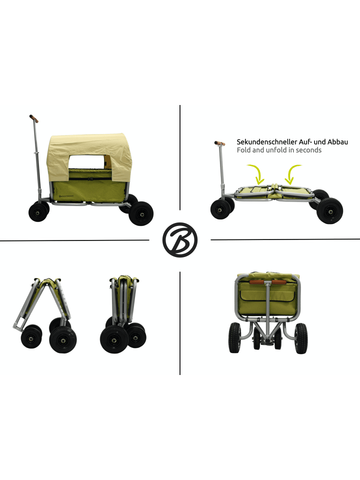Beachtrekker Beachtrekker LiFe faltbarer Bollerwagen (Oliv)   Bremse   Sonnenverdeck günstig kaufen onesize