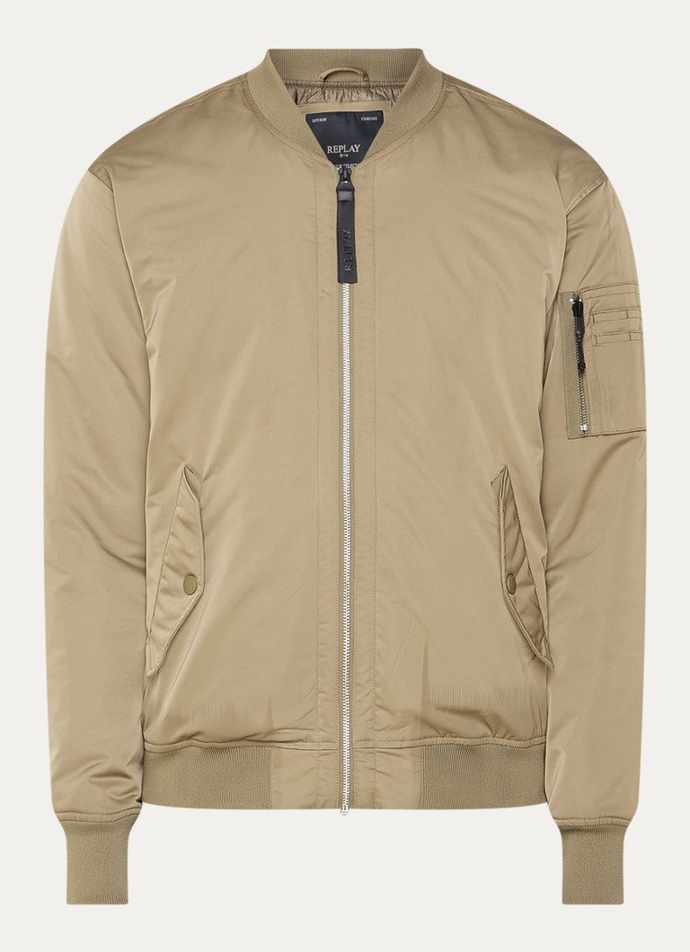 Replay satin bomber jacket with side pockets