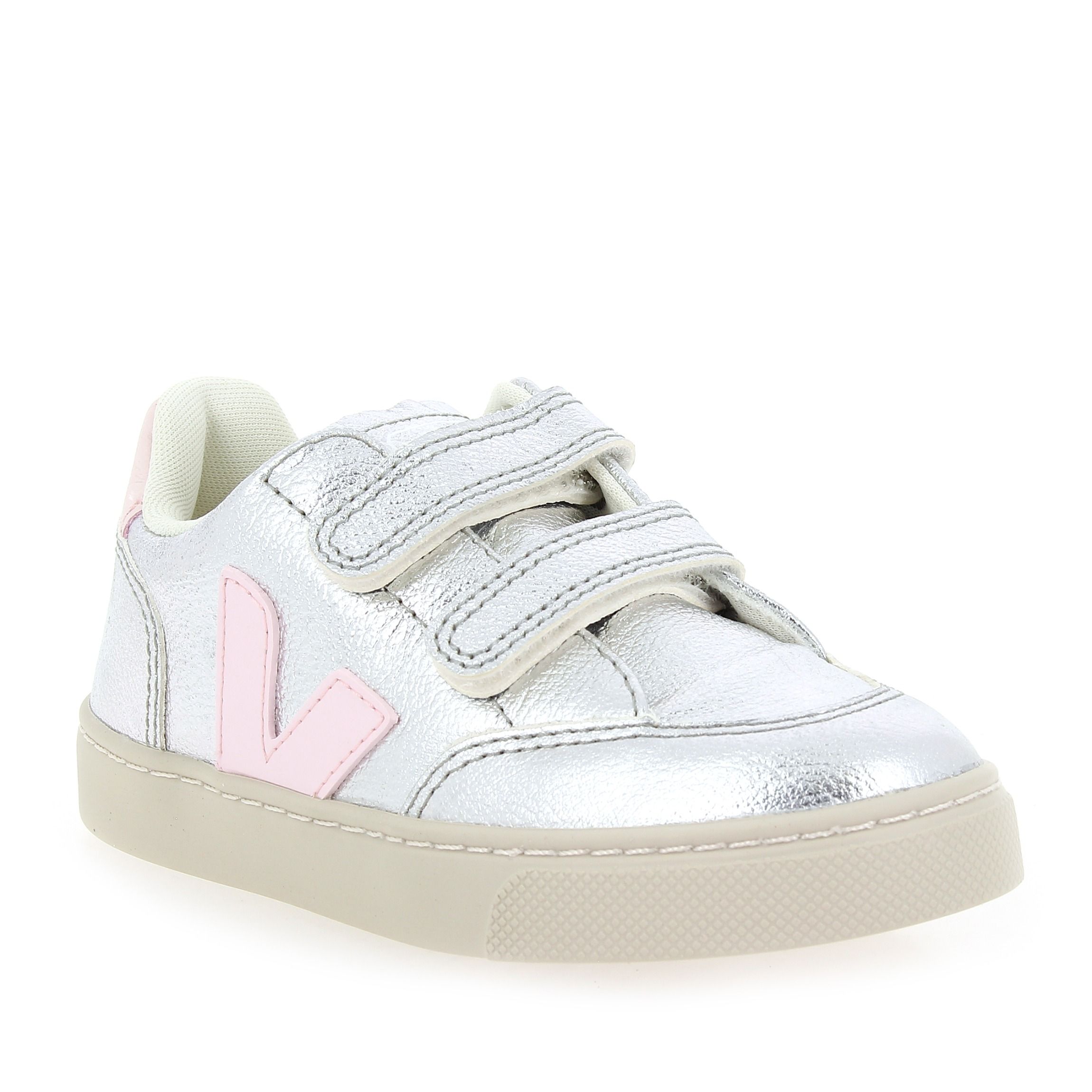 Veja  SMALL V12 VELCRO - Argent Rose