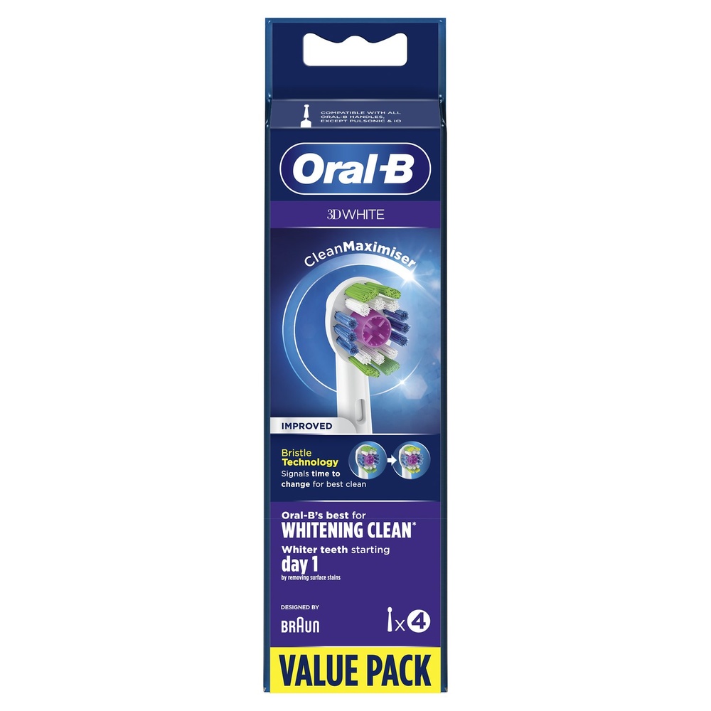 oral-b Oral-B 3D White Brossette Avec CleanMaximiser, 4 Brossettes De Rechange