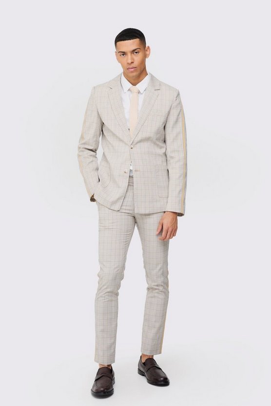 Einreihiger karierter Slim-Fit Blazer