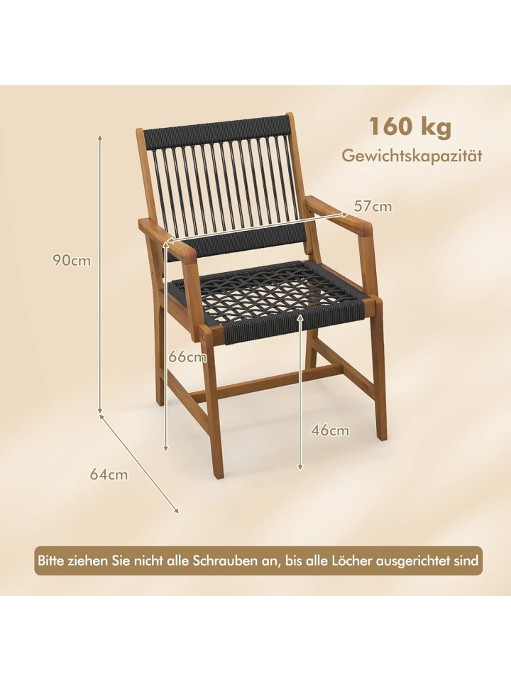 COSTWAY 2er Set Gartenstuhl in Schwarz günstig kaufen onesize