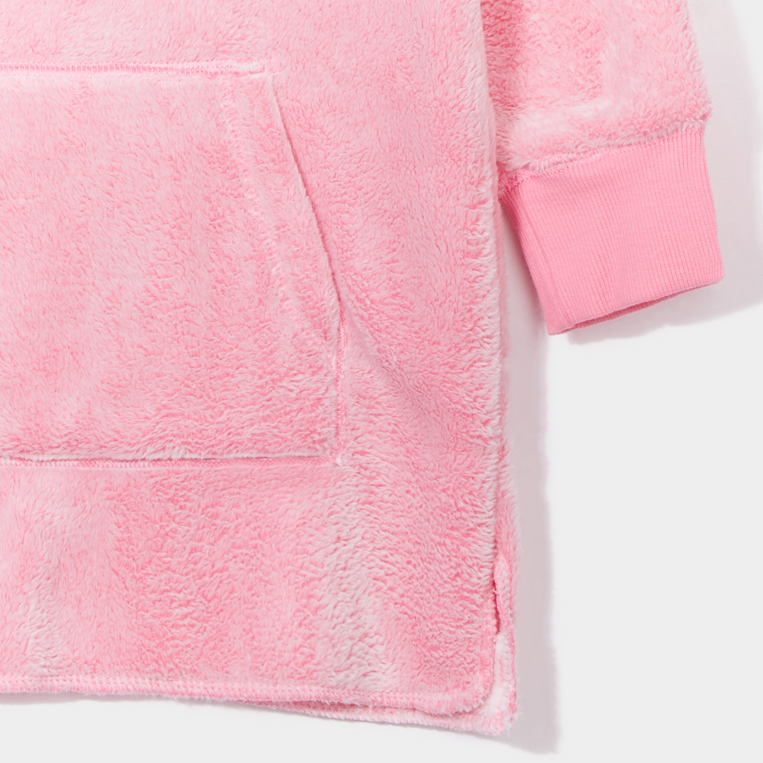 Pyjama plaid à capuche pilou rose fille | La Halle