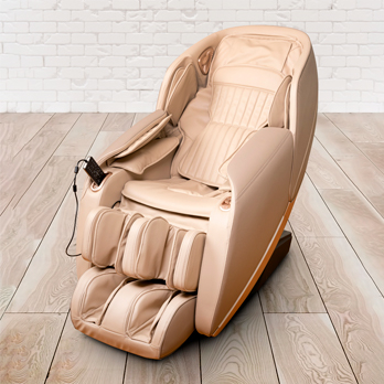 PureHaven Massage-Sessel 180x77x55 cm Knet- und Klopfmassage Heizfunktion Bluetooth USB Sprachsteuerung beige PU-Leder Fuß- Rücken- und Gesäßmassage