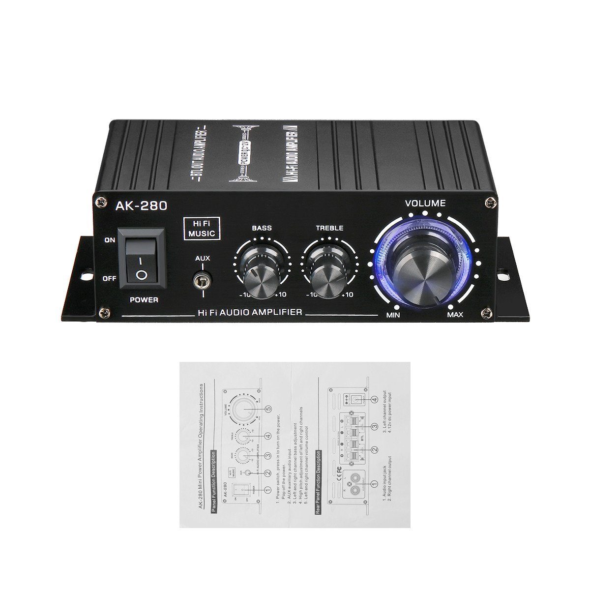 Insma Audioverstärker (2 Kanal Mini Auto Stereo Audio Verstärker Lautsprechersystem)