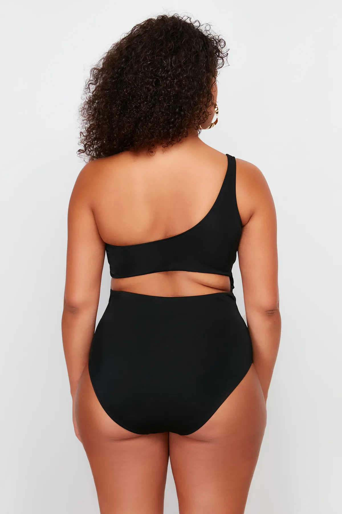 Trendyol Curve  Schwarzer Badeanzug mit einer Schulter TBBSS24AM00009