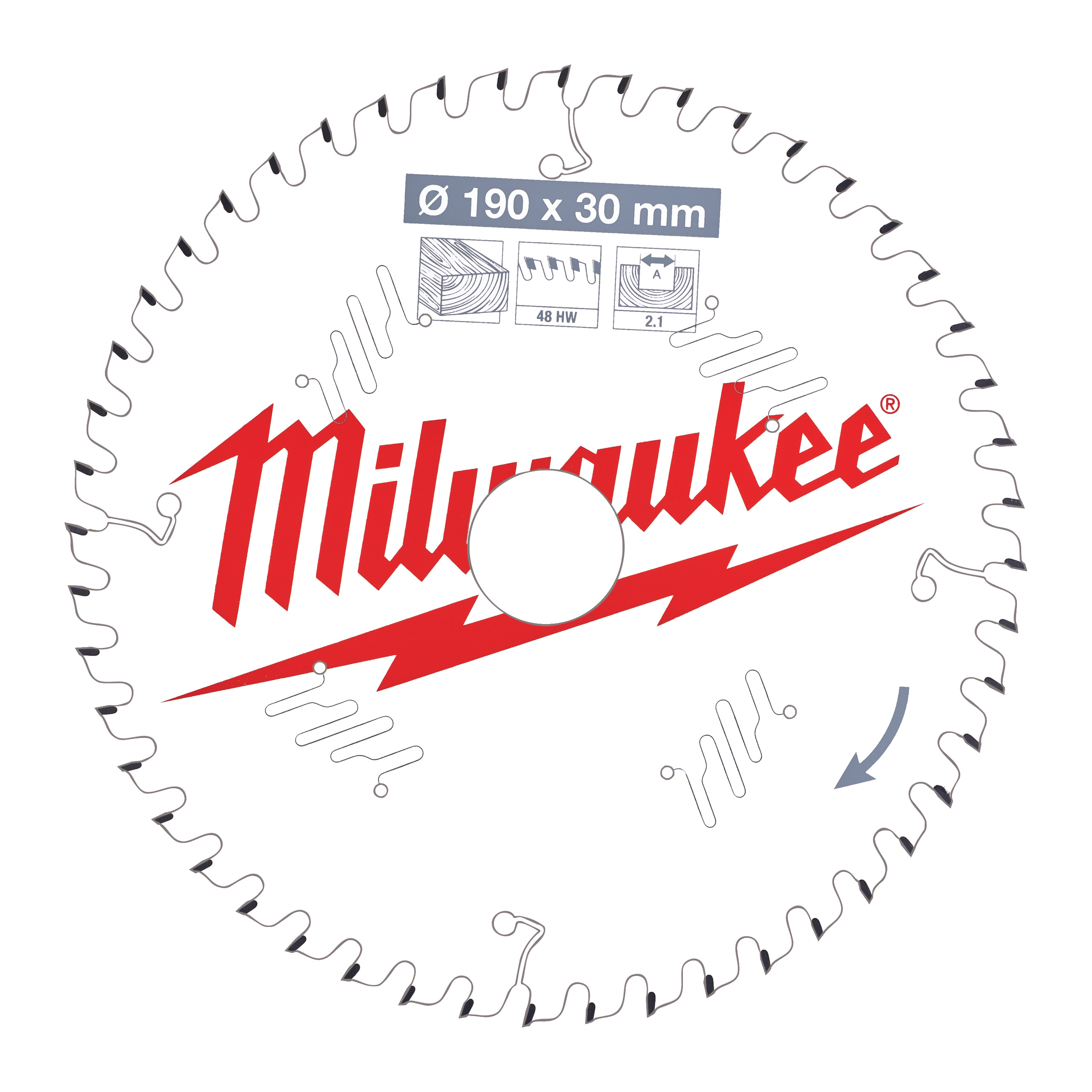 Lamă de ferăstrău circular Milwaukee Accessories 4932471380 PW 190x30x2.1x48ATB