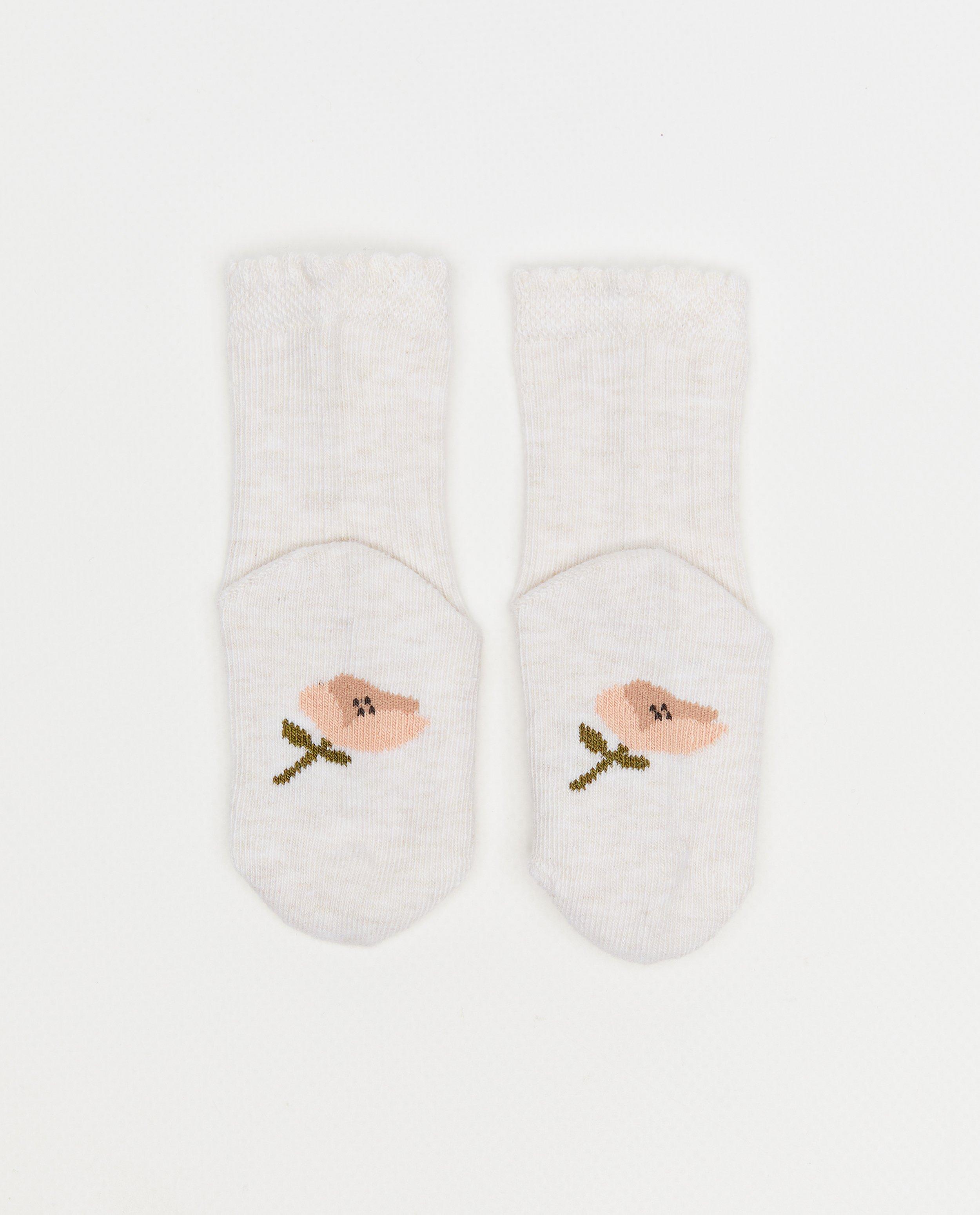 Șosete Feetje cu imprimeu floral alb