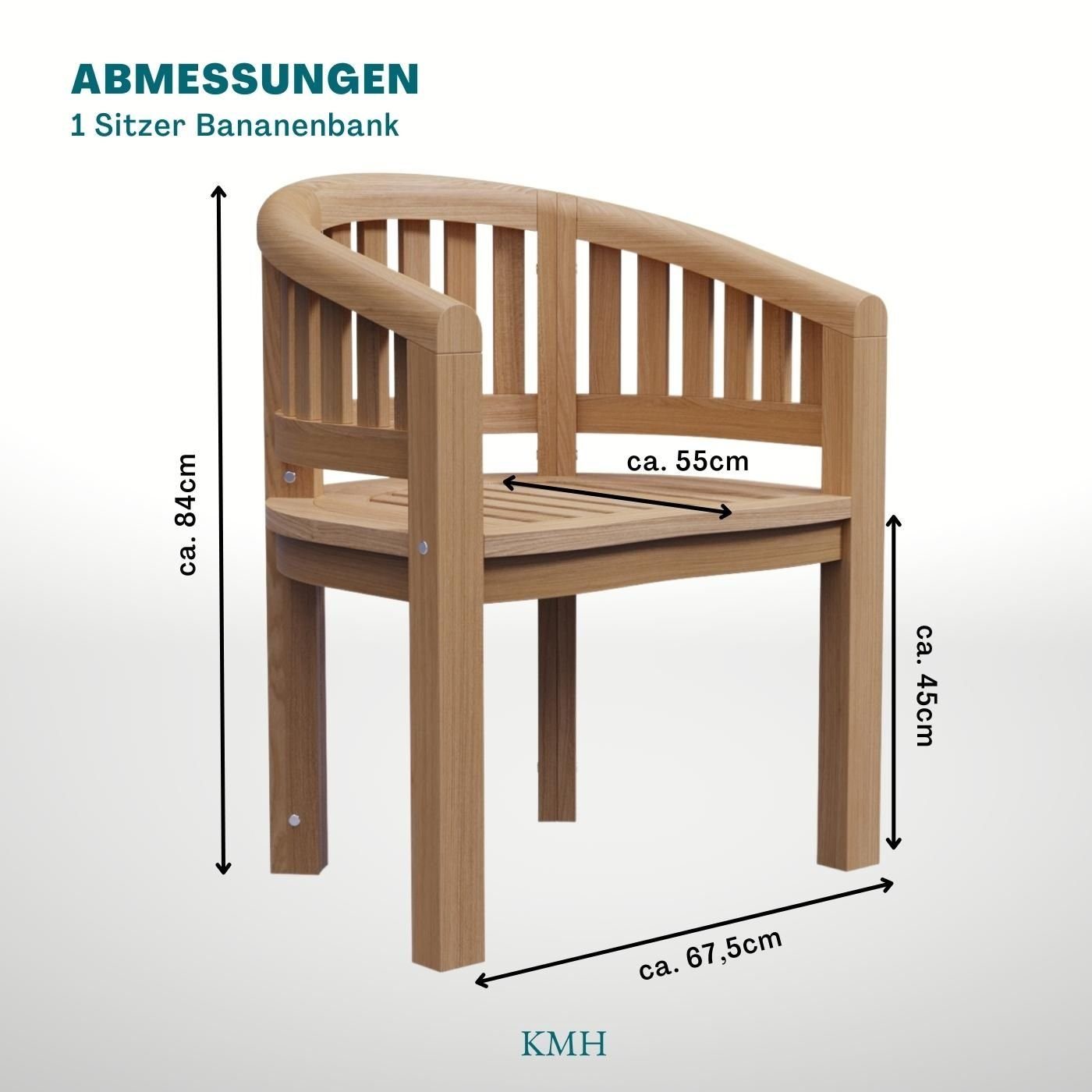 KMH Gartenstuhl TEAK Sessel *Banana* (102138)